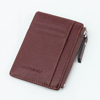 Mens Womens Mini Id-kaart Houders Business Credit Card Houder PU leather Slim Bankkaart Case Organizer Wallet bruin