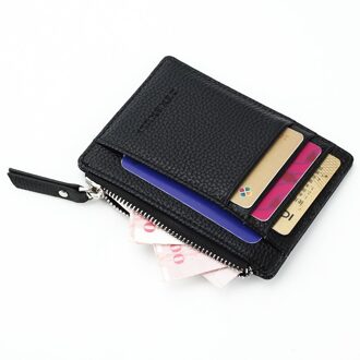 Mens Womens Mini Id-kaart Houders Business Credit Card Houder PU leather Slim Bankkaart Case Organizer Wallet zwart