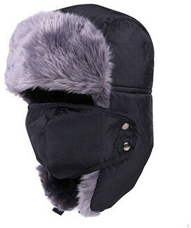 Mens Womens Trapper Aviator Trooper Oorklep Warmer Ski Cap Masker Kap Hoed Comfortabele Persoonlijkheid Eenvoudige Leisure zwart