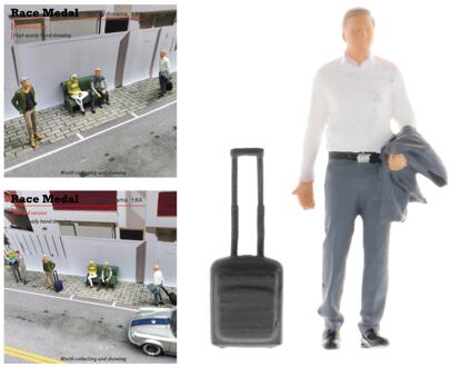 Mensen Beeldjes 2.8-3Cm Modeltreinen Architectonische 1:64 Schaal Hand Geschilderde Figuren S Schaal Tiny Mensen Miniatuur Scènes wit Shirt Suitcase