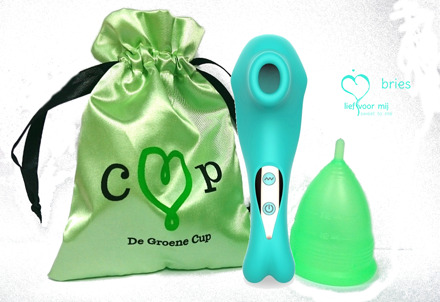 Menstrubatie pakket De Groene Cup (Maat: Model V (XS, tieners))