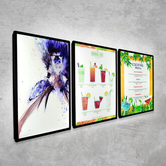 Menu Board Voor Restaurant Led Licht Doos Geanimeerde Led Backlit Logo Teken 10W-30X40cm zwart