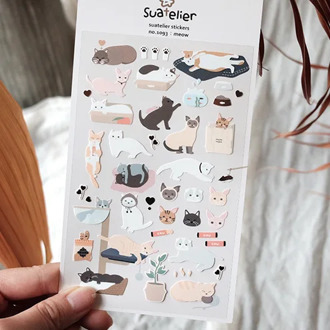 Meow Cute Kitty Decorative Sticker Diary Album Label Sticker DIY Scrapbooking Stationery Stickers Escolar