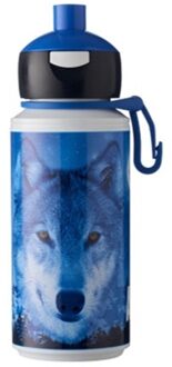 Mepal Animal Planet pop-up drinkfles wolf Blauw