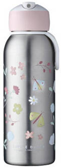 Mepal Campus Flip-Up Isoleerfles 350 ml - Flowers & Butterflies Wit