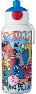 Mepal Campus Graffiti pop-up drinkfles - 400 ml Blauw#Wit