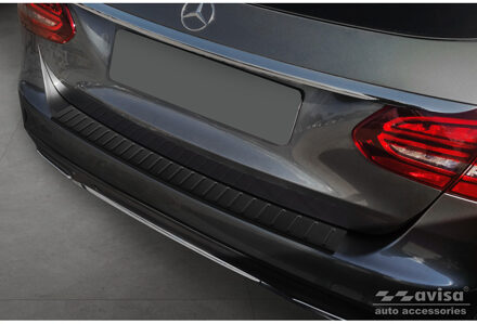 Mercedes Benz Matzwart RVS Bumper beschermer passend voor Mercedes C-Klasse W205 Kombi 2014-2021 'Ribs' AV240316
