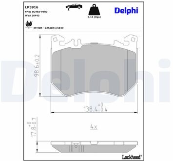 Mercedes Benz Remblokkenset, schijfrem LP3916