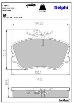 Mercedes Benz Remblokkenset, schijfrem LP881