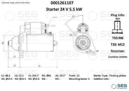 Mercedes Benz Startmotor / Starter 0001261107