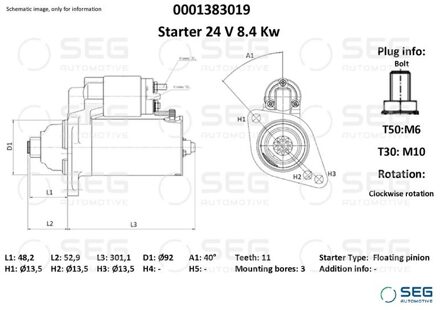 Mercedes Benz Startmotor / Starter 0001383019