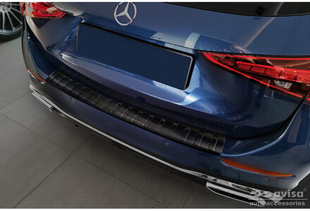 Mercedes Benz Zwart RVS Bumper beschermer passend voor Mercedes C-Klasse AMG Estate S206 2021- 'Ribs' AV245264
