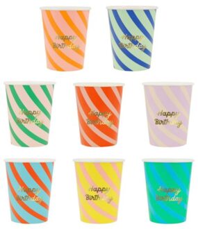 Meri meri - bekertje papier à 8 stuks, the right stripes