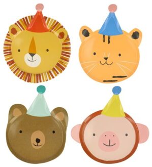 Meri meri - bordjes papier dierenparade à 8 stuks party animals