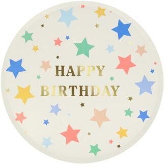Meri meri - bordjes papier groot à 8 stuks, happy birthday