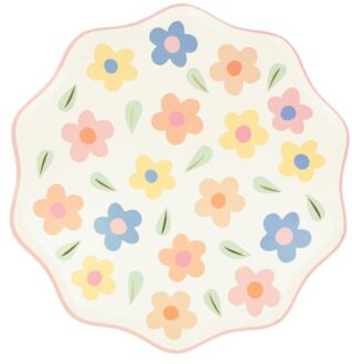 Meri Meri bordjes papier groot à 8 stuks, happy flowers