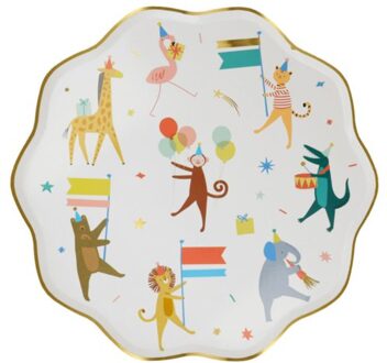 Meri meri - bordjes papier groot à 8 stuks, party animals