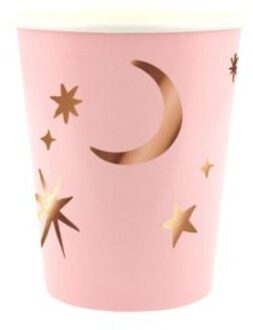 Meri meri halloween bekers heks maan/sterren - roze