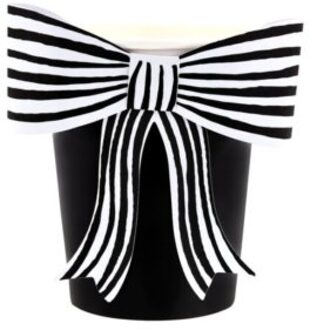 Meri meri halloween bekers zwart/wit gestreepte strik