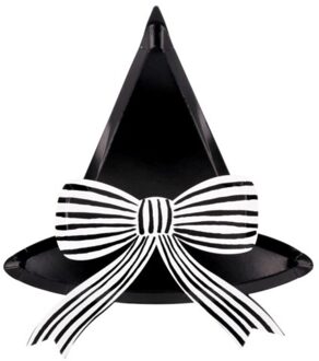 Meri meri halloween borden heksenhoed- zwart/wit gestreepte strik