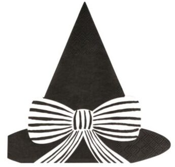 Meri meri halloween servetten heksenhoed - zwart/wit gestreepte strik