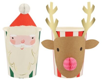 Meri meri kerst - bekertjes papier christmas honeycomb set à 8 stuks