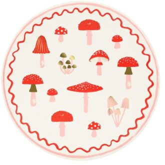 Meri meri kerst - bordjes papier groot à 8 stuks, merry mushrooms