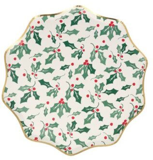 Meri meri kerst - bordjes papier klein à 8 stuks, hulst