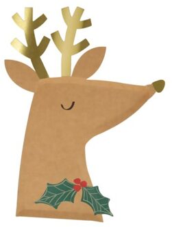 Meri meri kerst - bordjes papier reindeer with holly à 8 stuks