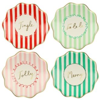 Meri meri kerst - bordjes papier stripes large à stuks