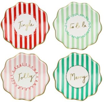 Meri meri kerst - bordjes papier stripes medium à 8 stuks