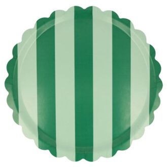 Meri meri kerst - dienblad, 30,8 x 30,8 cm, groen & mint strepen