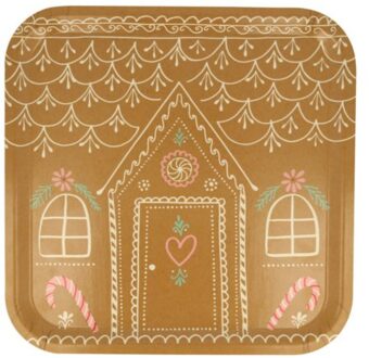 Meri meri kerst - dienblad, 31,8 x 31,8 cm, gingerbread house