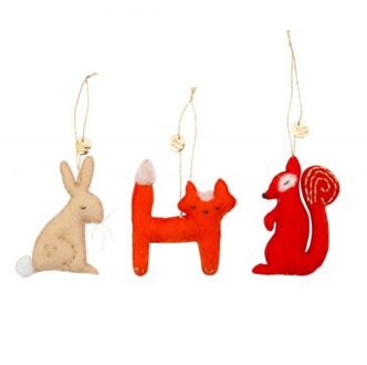Meri meri kerst - kerstboomhanger bosdieren à 3 stuks