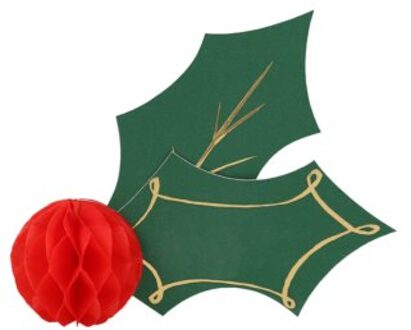 Meri meri kerst - naamkaartjes hulst honeycomb à stuks