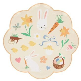 Meri Meri pasen - bordjes papier klein à 8 stuks, paas icoontjes