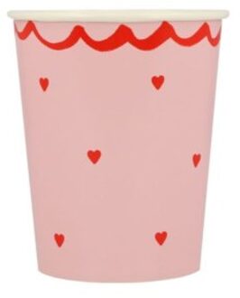 Meri Meri valentijnsdag bekertjes karton à 8 stuk - lacy heart