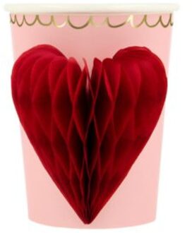 Meri Meri valentijnsdag - bekertjes papier à 8 stuks, papieren hart