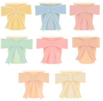 Meri Meri valentijnsdag - bekertjes papier à 8 stuks, pastel strik