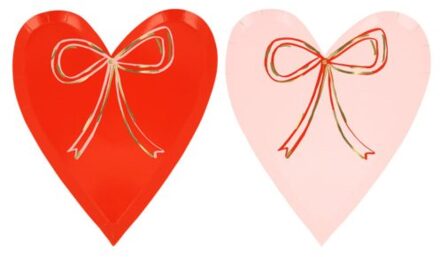 Meri Meri valentijnsdag - bordjes papier groot à stuks, hart met strik