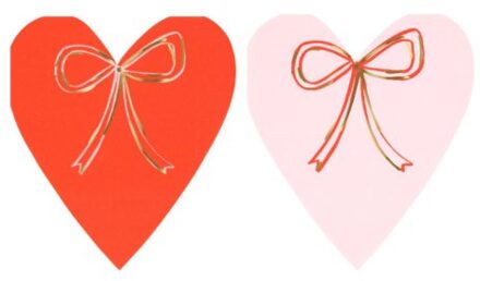 Meri Meri valentijnsdag - servetten à 18 stuks, hart met strik