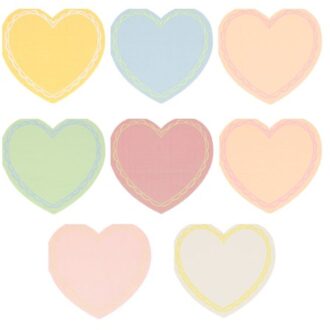 Meri Meri valentijnsdag - servetten klein à 8 stuks, pastel hart