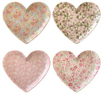 Meri Meri x liberty set van herbruikbare borden heart, 4 stuks