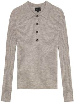 Merino wollen polo Cadee  taupe - M,L,