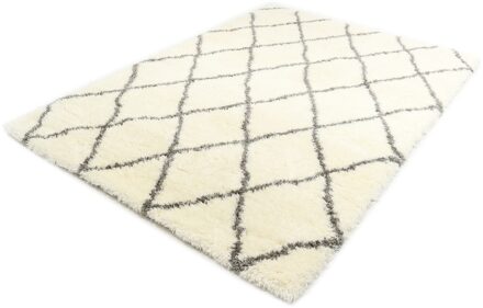 Merinos Floki Moroccan - Berber Shaggy - Crème-Grijs - 120 x 160 cm