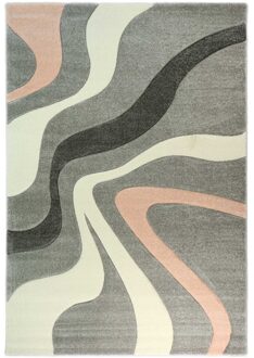 Merinos Golfjes Desing vloerkleed Grijs/Roze - 120 x 170 cm
