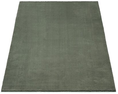 Merinos Karpet24 Loft modern pluizig laagpolig tapijt antislip onderkant, wasbaar tot 30 graden, heerlijk zacht, bontlook, donker olijfgroen-120 x 160 cm Terra