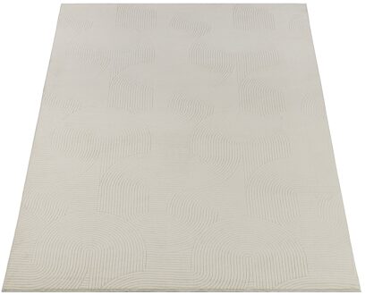 Merinos Karpet24 Stilo modern pluizig laagpolig tapijt, antislip onderkant, heerlijk zacht, 3d look, Cream-140 x 200 cm Wit / Cream