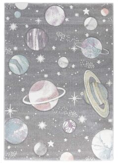 Merinos Kindervloerkleed - Planeten - Grijs-120 x 170 cm