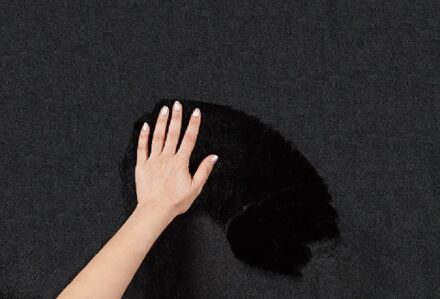Merinos Superzacht Laagpolig Vloerkleed met bontlook Zwart-117x160 cm